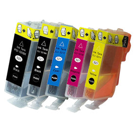 Canon PGI-520 / CLI-521 set van VIJF inktcartridges (huismerk met chip)